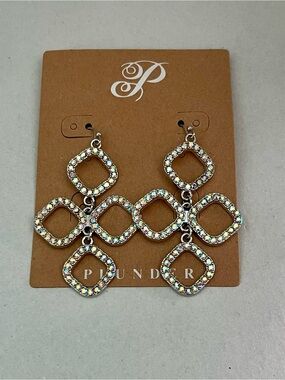 Plunder Iridescent Prism Square Link Drop Earrings